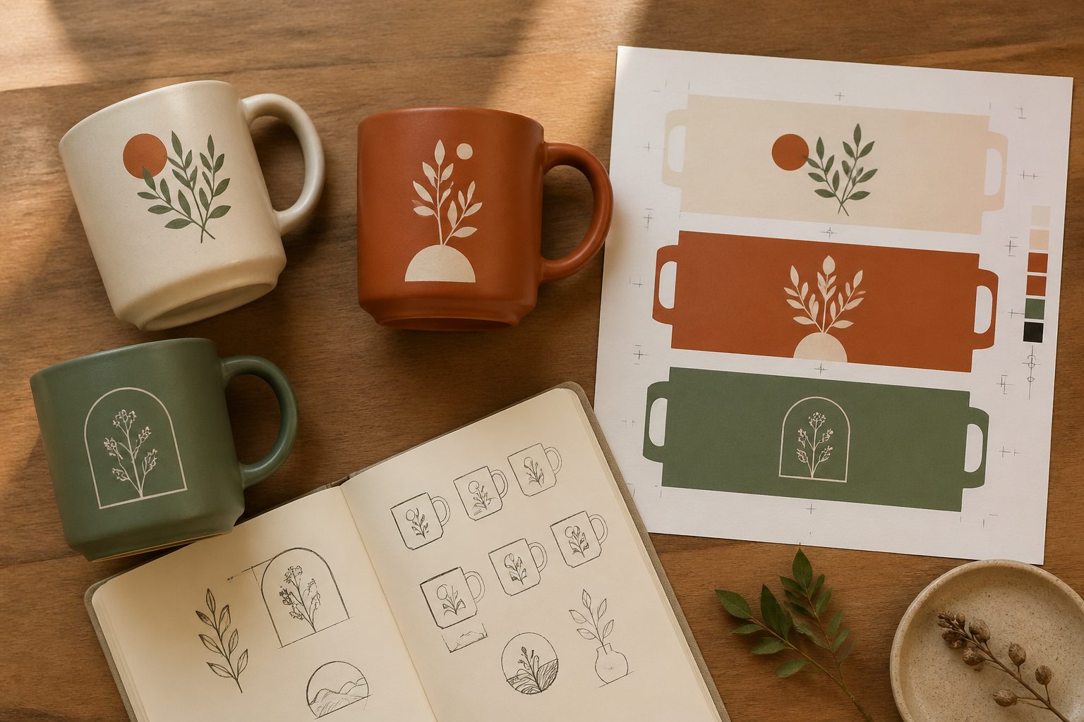 Wrap templates for 11oz and 15oz mugs, transparent PNG output, multi-platform sizing. One upload, every POD platform&rsquo;s mug spec ready to go.